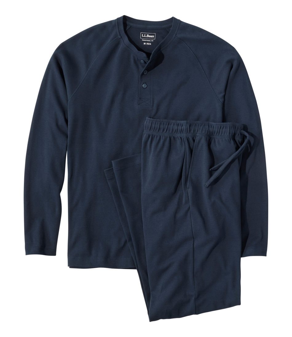Men's Bean's Cotton Knit Pajamas, Henley PJ Set | L.L.Bean