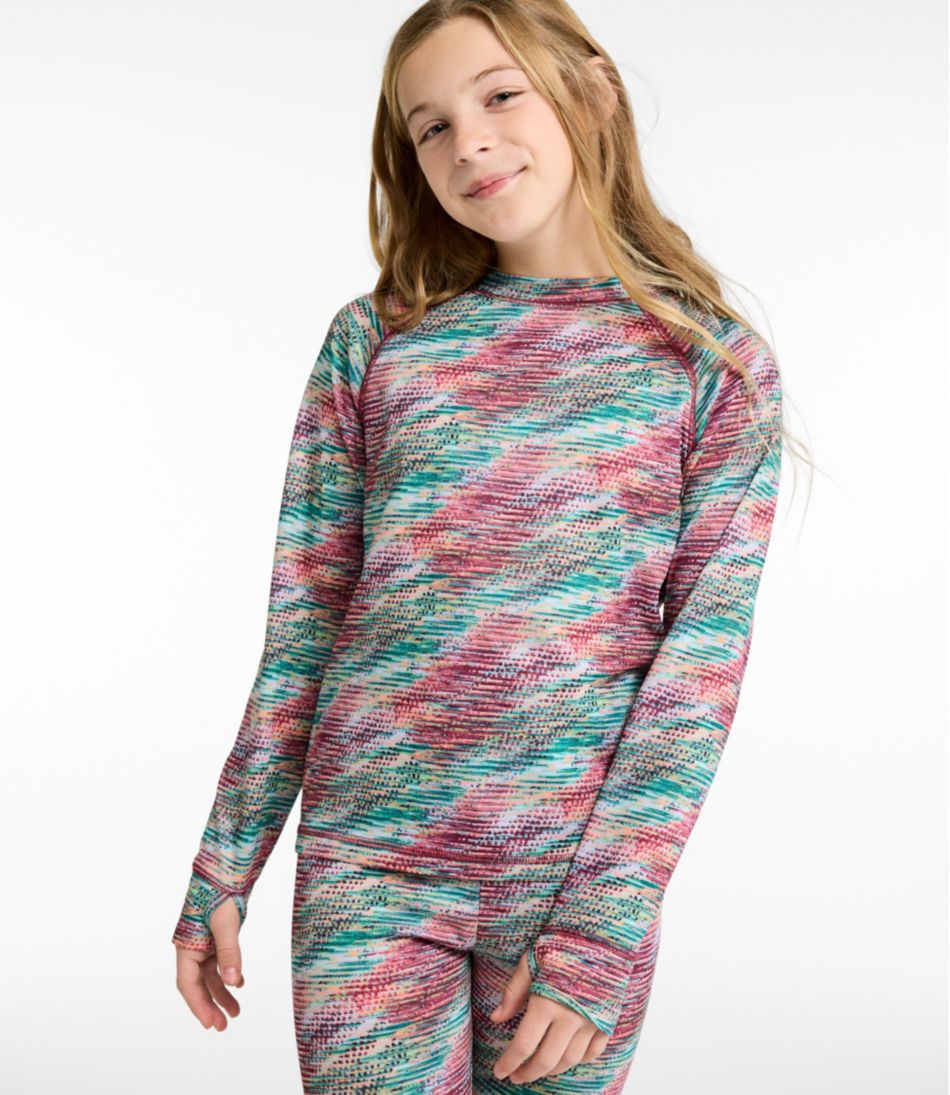Kids' Wicked Warm Midweight Long Underwear, Top Print | L.L.Bean