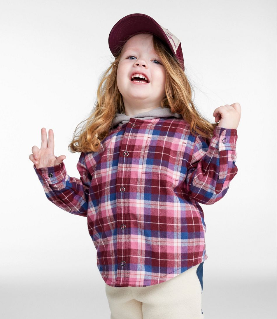Toddlers' Fleece-Lined Flannel Shirt, Hooded | L.L.Bean
