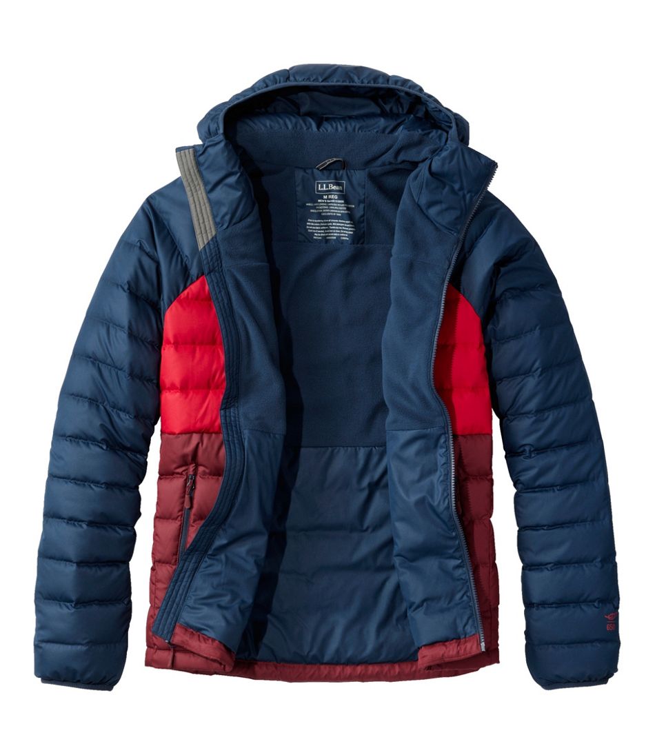 Men's Bean's Down Hooded Jacket, Colorblock | L.L.Bean