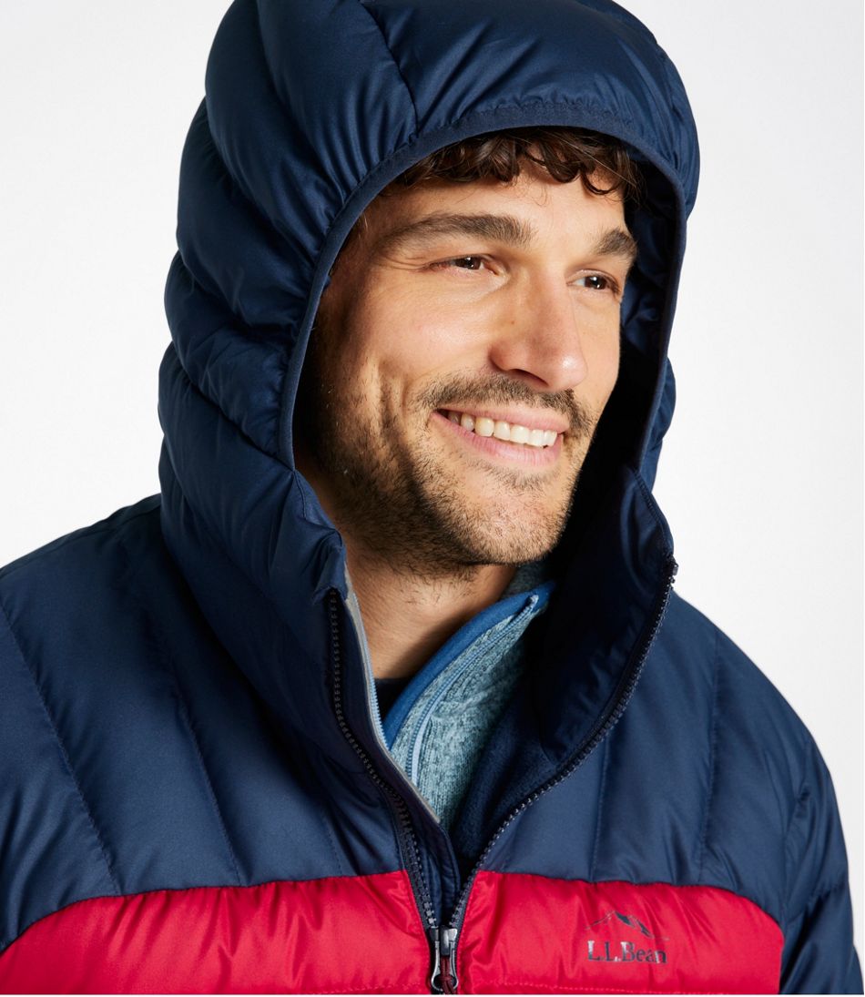 Men's Bean's Down Hooded Jacket, Colorblock | L.L.Bean