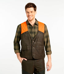 Men's Double L Waxed-Cotton Upland Vest, Hunter Orange | L.L.Bean
