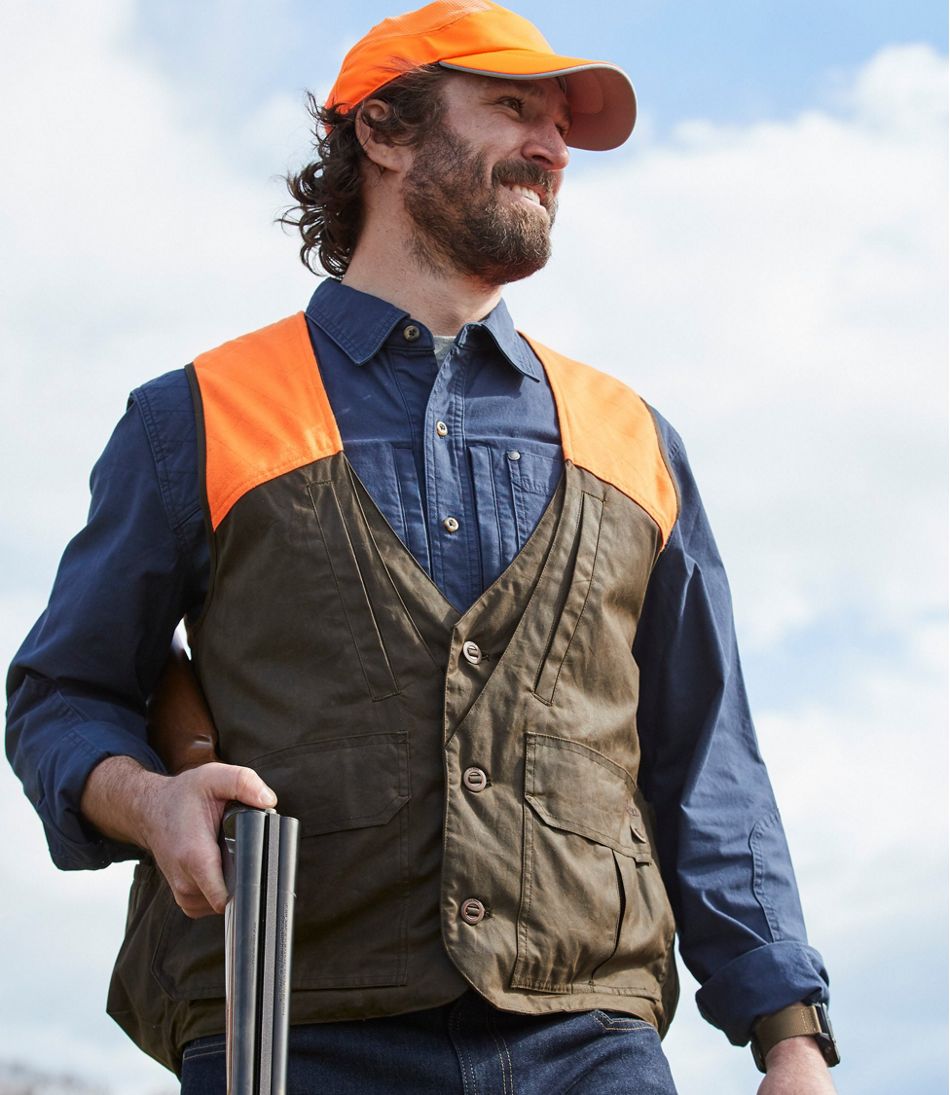Men's Double L Waxed-Cotton Upland Vest, Hunter Orange | L.L.Bean