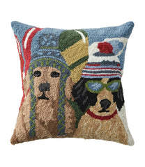 Indoor/Outdoor Hooked Pillow, Dogs Skiing | L.L.Bean