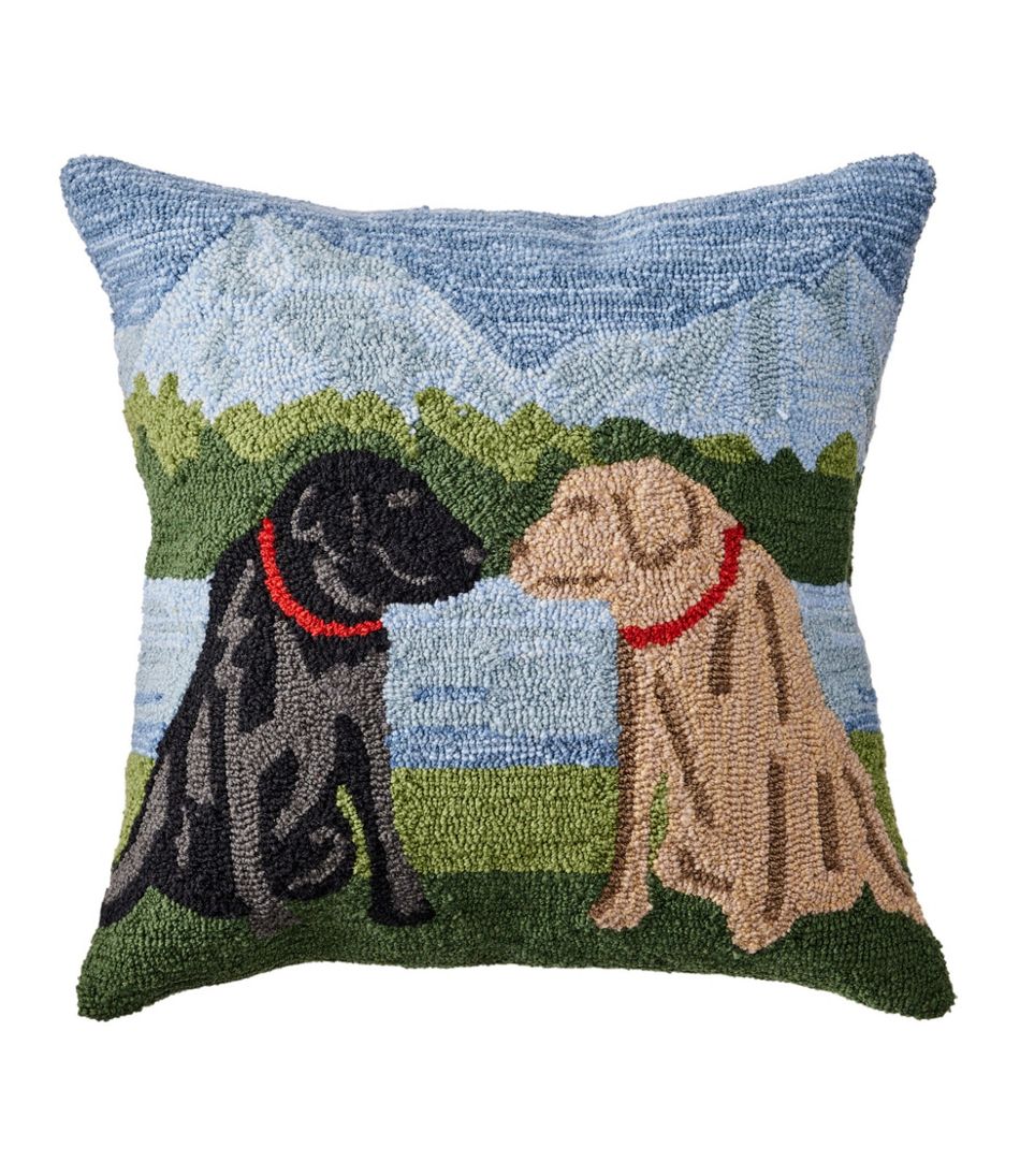 Indoor/Outdoor Hooked Pillow, Mountain Dogs | L.L.Bean