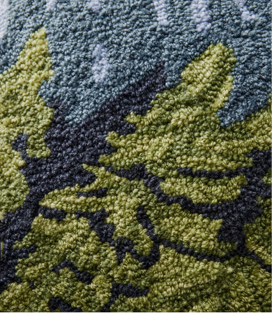 Indoor/Outdoor Hooked Pillow, Lakeside Mountain Scene | L.L.Bean