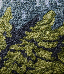 Indoor/Outdoor Hooked Pillow, Lakeside Mountain Scene | L.L.Bean