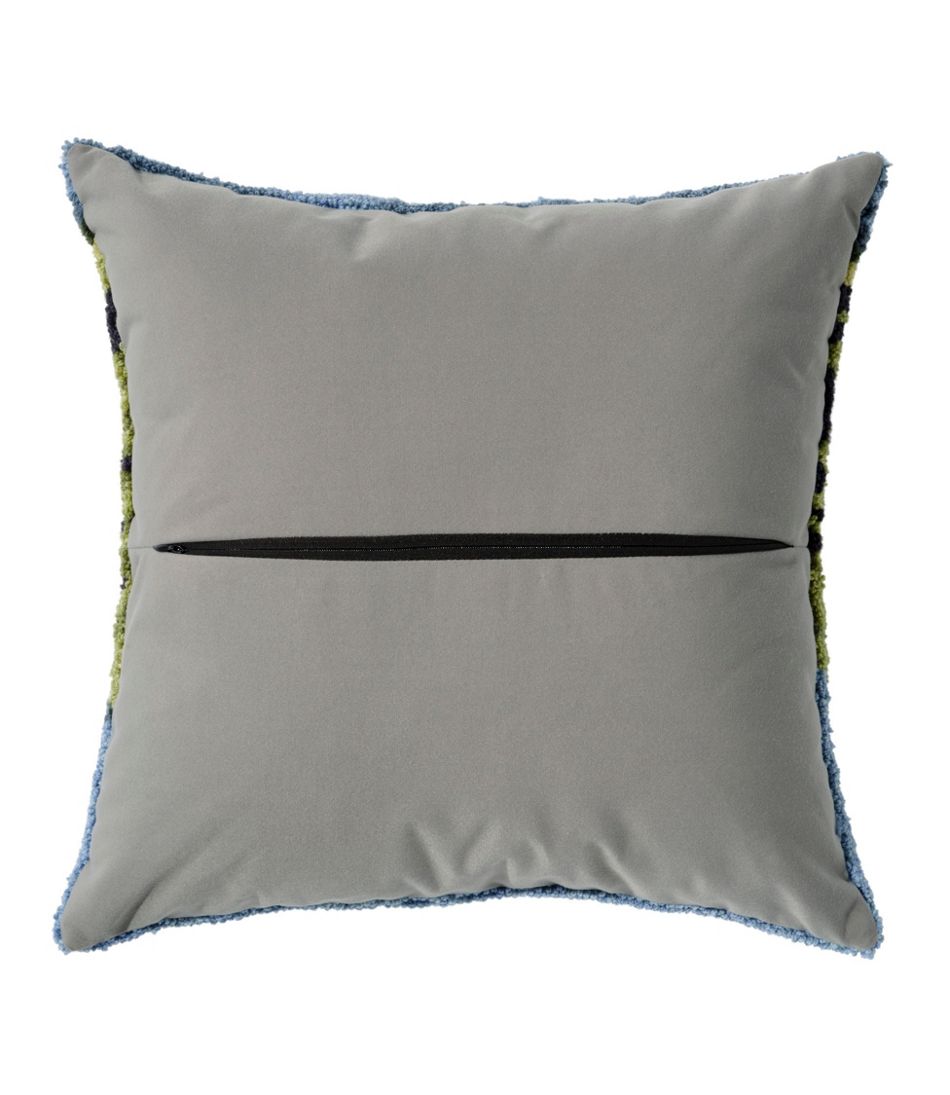 Indoor/Outdoor Hooked Pillow, Lakeside Mountain Scene | L.L.Bean