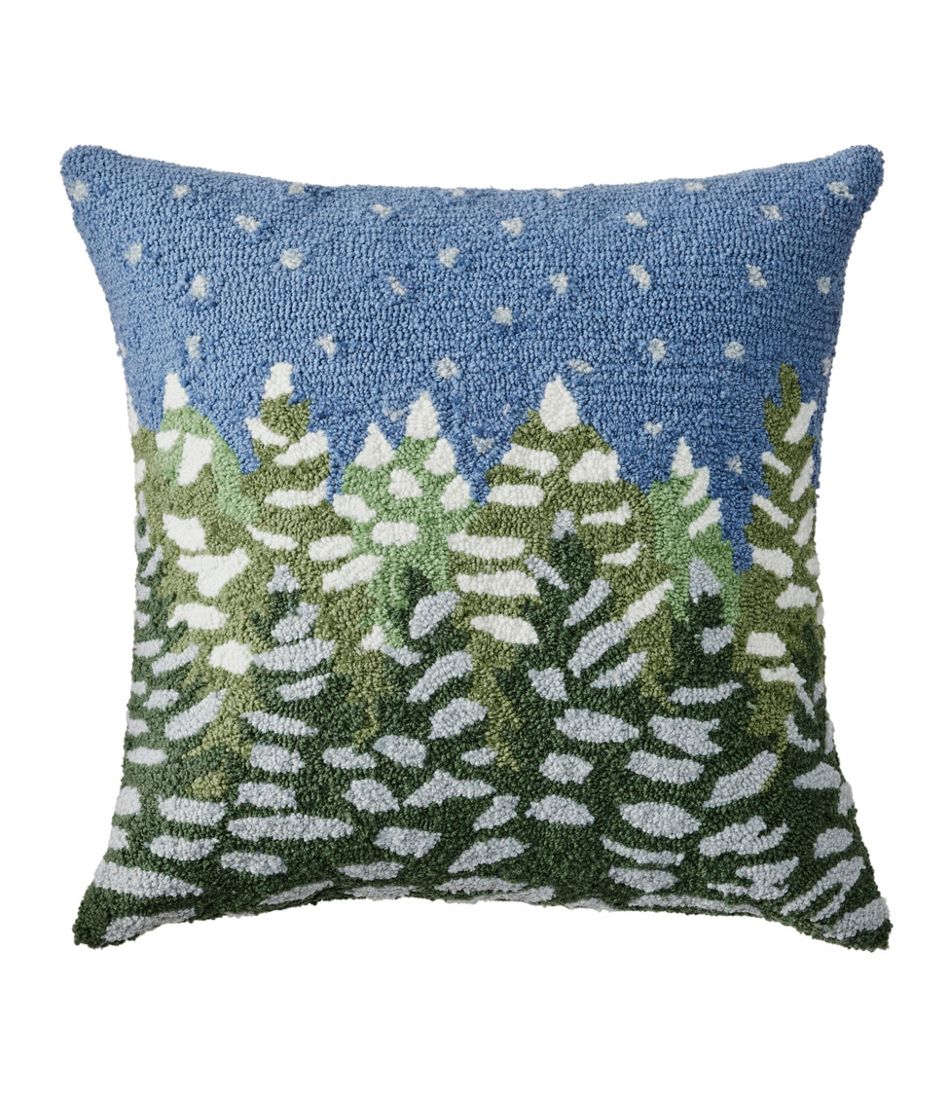 Indoor/Outdoor Hooked Pillow, Frosted Trees | L.L.Bean