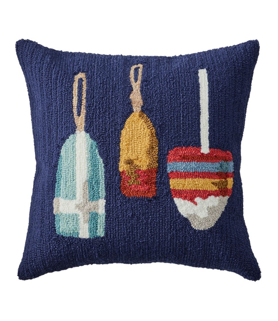 Indoor/Outdoor Hooked Pillow, Buoys | L.L.Bean