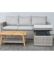 Wicker Storage Sofa and Teak Coffee Table Set | L.L.Bean