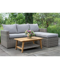 Wicker Storage Sofa and Teak Coffee Table Set | L.L.Bean
