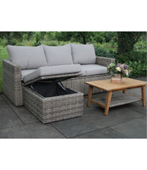 Wicker Storage Sofa and Teak Coffee Table Set | L.L.Bean