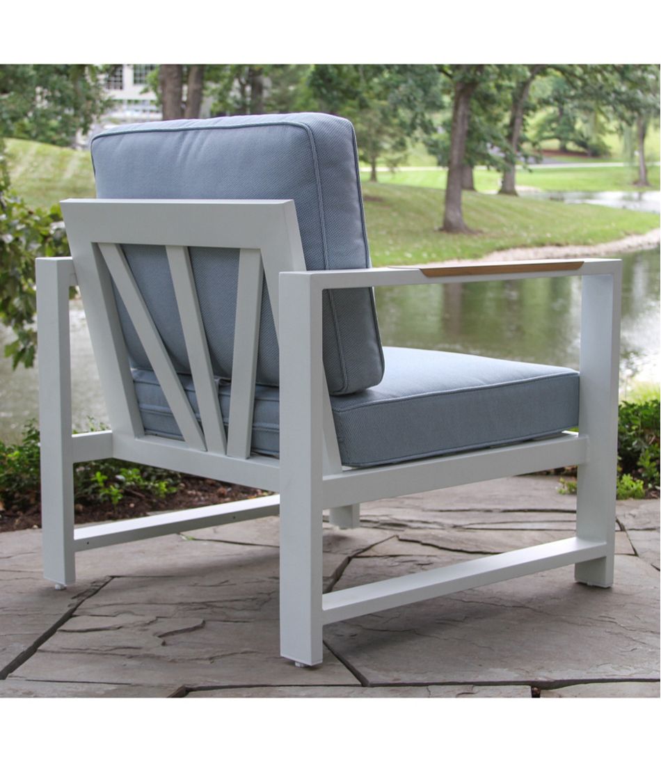 White Aluminum Deep Seating Armchair with Blue Cushions, Set of Two | L.L.Bean