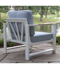 White Aluminum Deep Seating Armchair with Blue Cushions, Set of Two | L.L.Bean