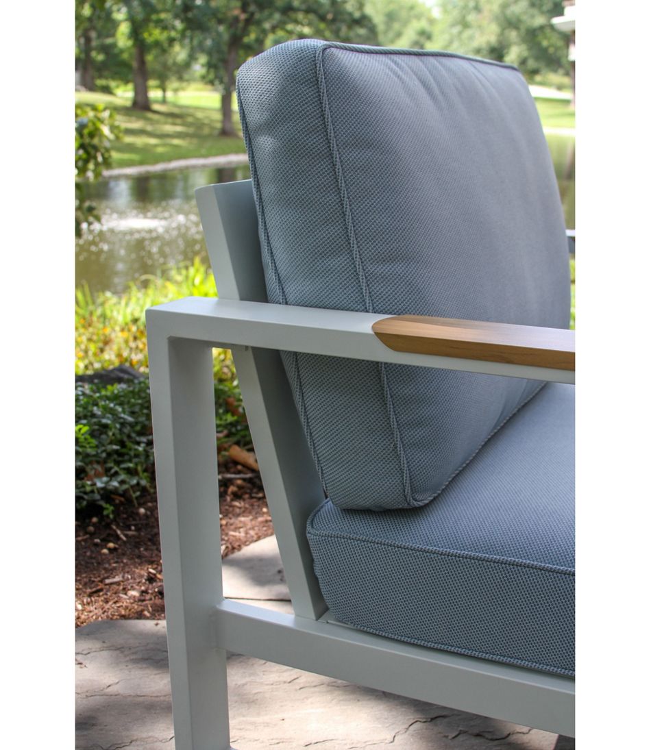White Aluminum Deep Seating Armchair with Blue Cushions, Set of Two | L.L.Bean