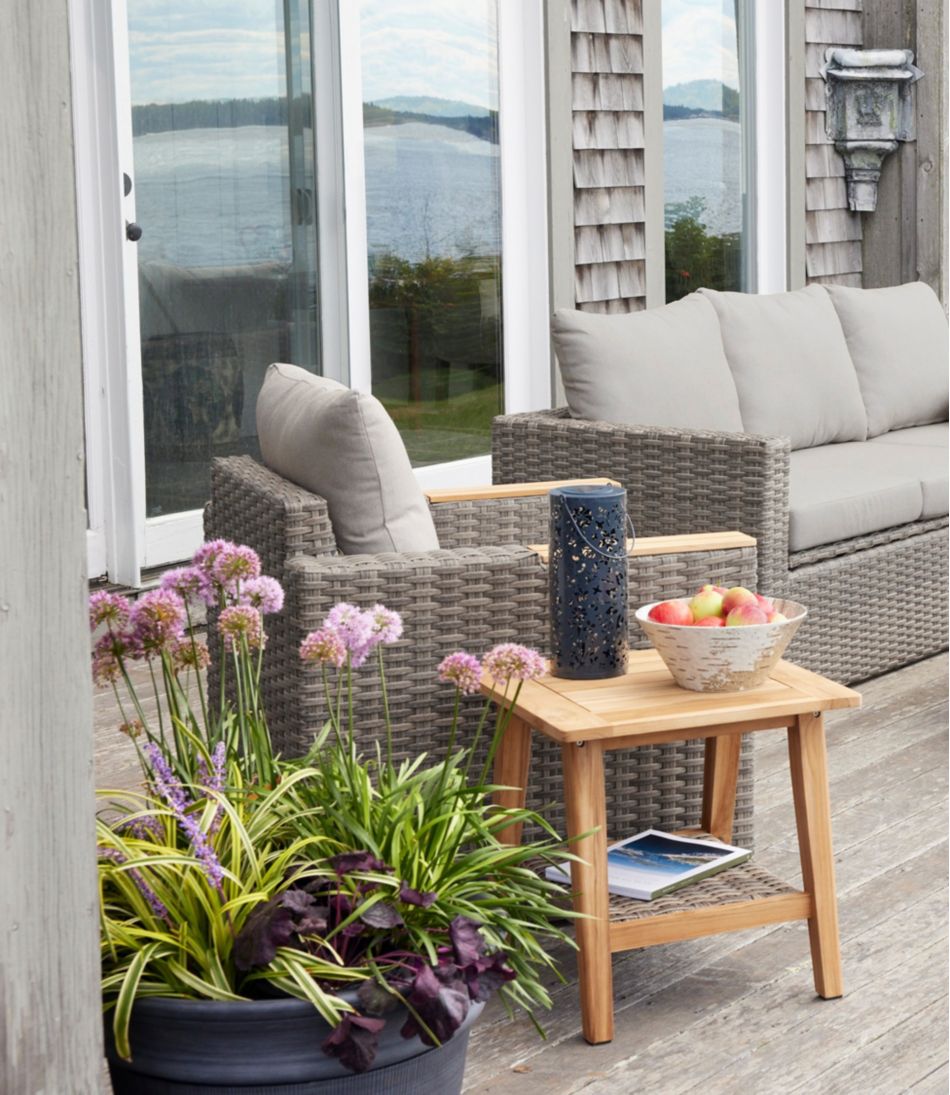 Teak Side Table with Wicker Storage Shelf | L.L.Bean