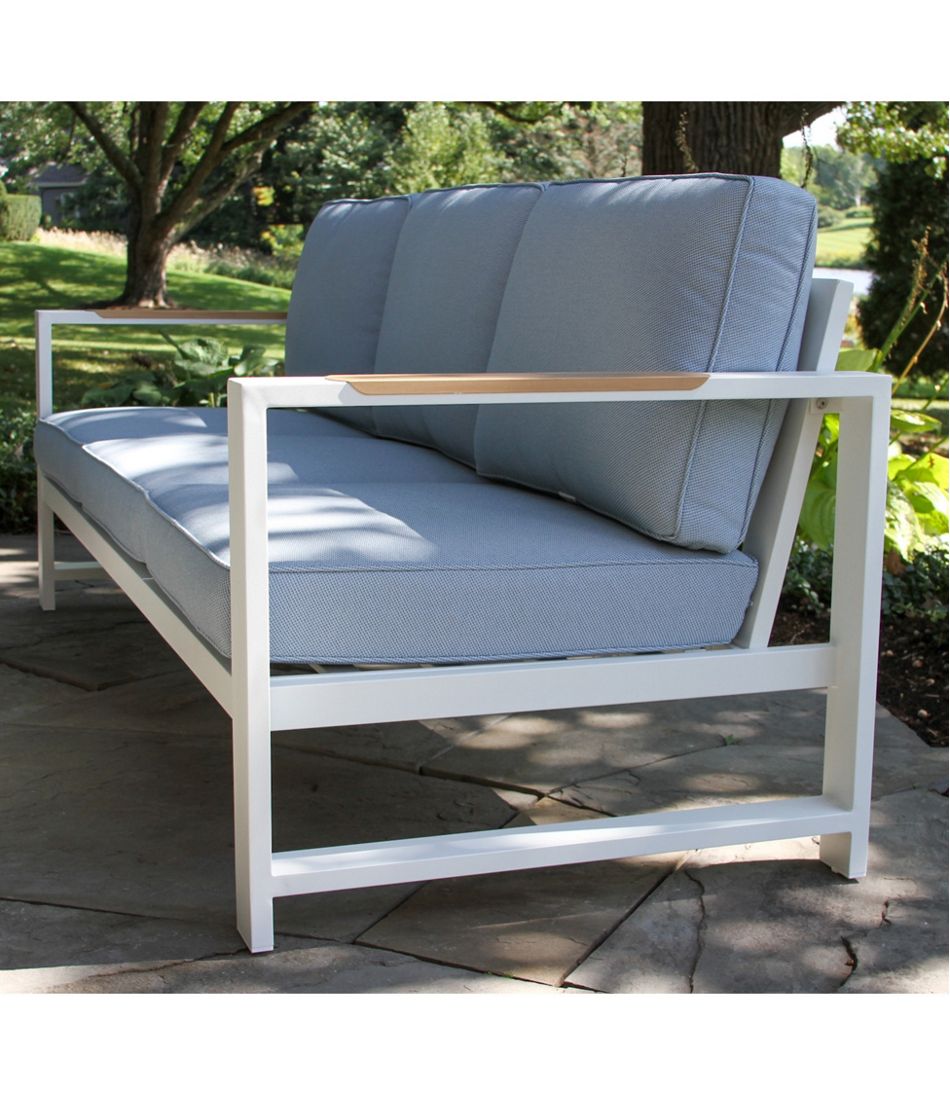 White Aluminum Deep Seating Sofa with Blue Cushions | L.L.Bean