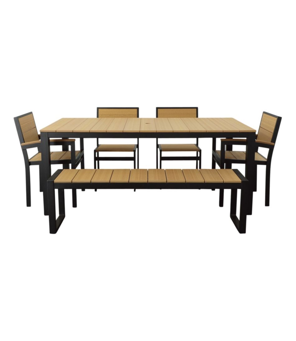 Aluminum/Recycled Poly Lumber Farmhouse Dining Set, Black | L.L.Bean