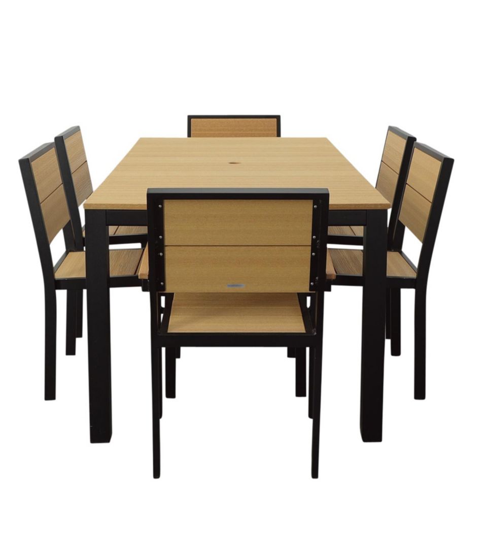 Aluminum/Recycled Poly Lumber Farmhouse Dining Set, Black | L.L.Bean