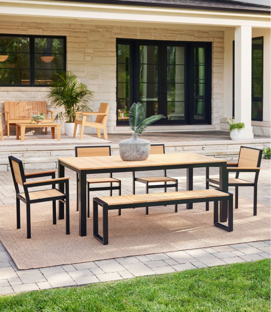 Aluminum/Recycled Poly Lumber Farmhouse Dining Set, Black | L.L.Bean
