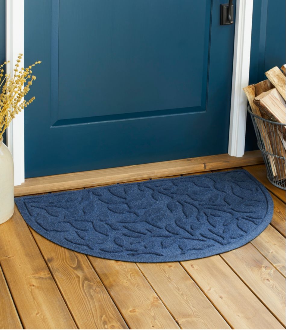 Heavyweight Recycled Waterhog Doormat, Half Round, Woodland Leaf | L.L.Bean