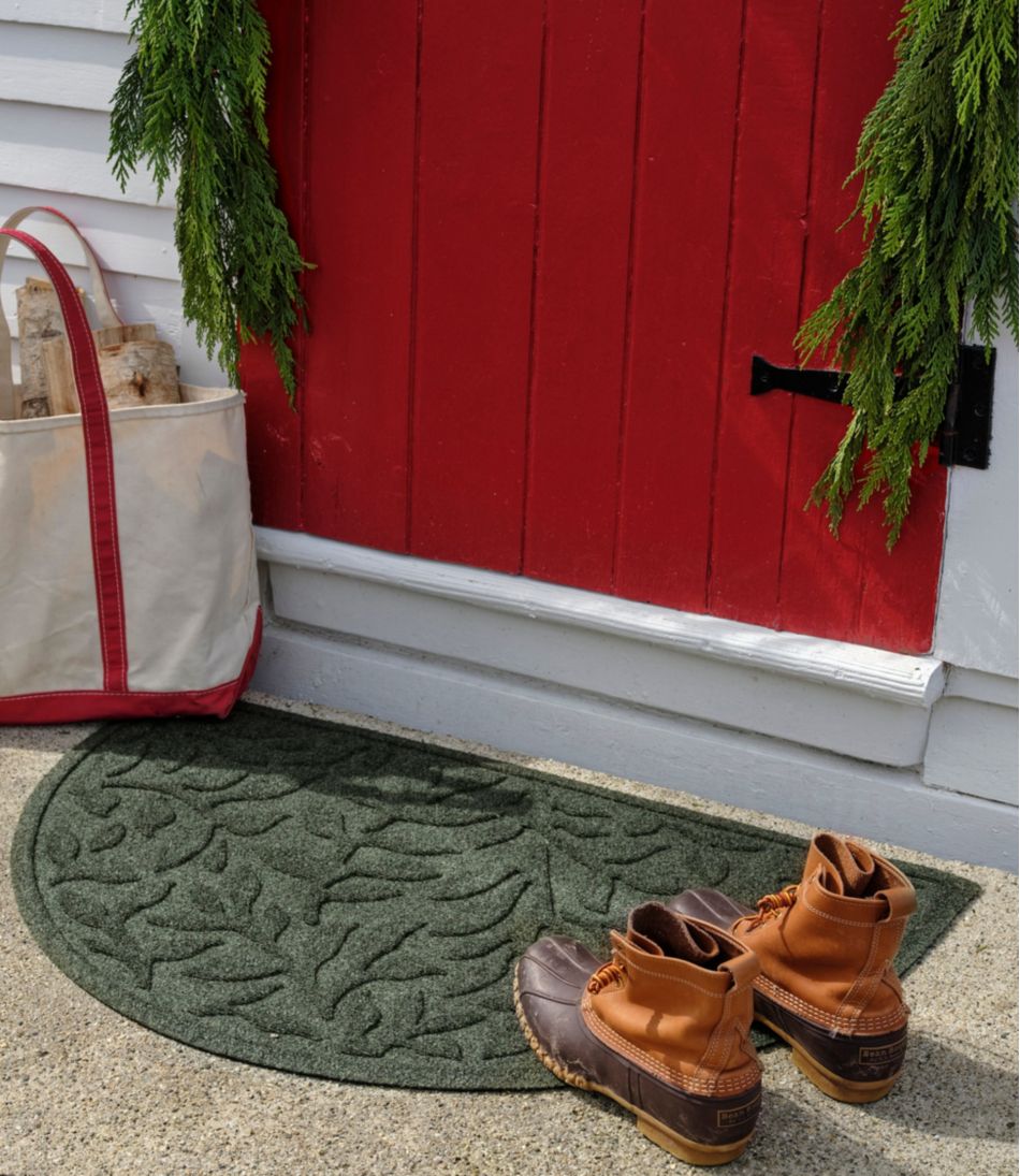 Heavyweight Recycled Waterhog Doormat, Half Round, Woodland Leaf | L.L.Bean