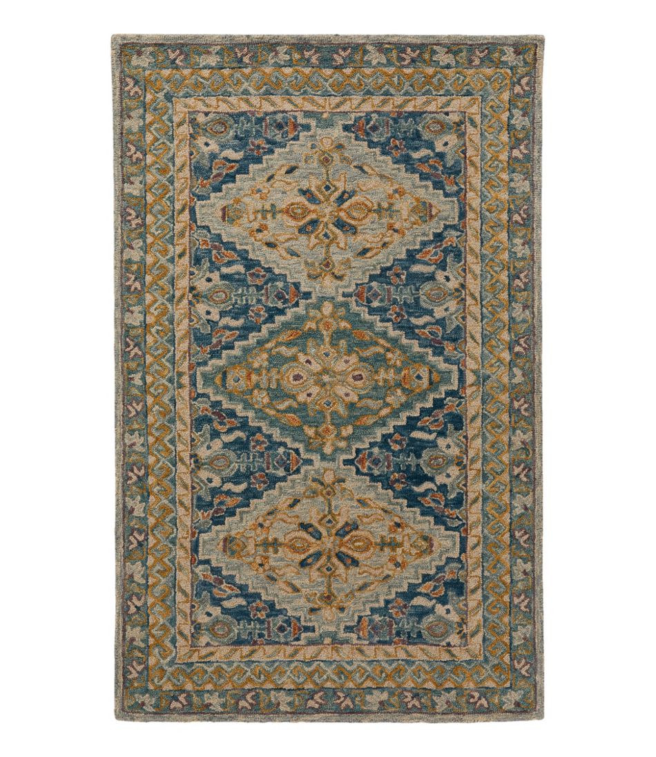 Bordered Medallion Wool Tufted Rug, Blue Multi | L.L.Bean