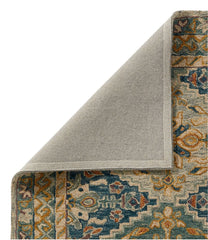 Bordered Medallion Wool Tufted Rug, Blue Multi | L.L.Bean