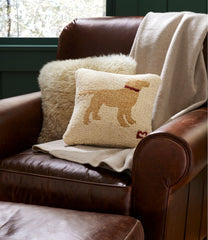 Wool Hooked Throw Pillow, Yellow Dog, 14" x 14" | L.L.Bean
