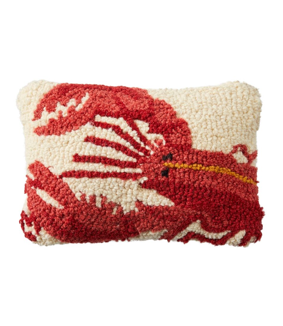 Wool Hooked Throw Pillow, Lobster, 8" x 12" | L.L.Bean