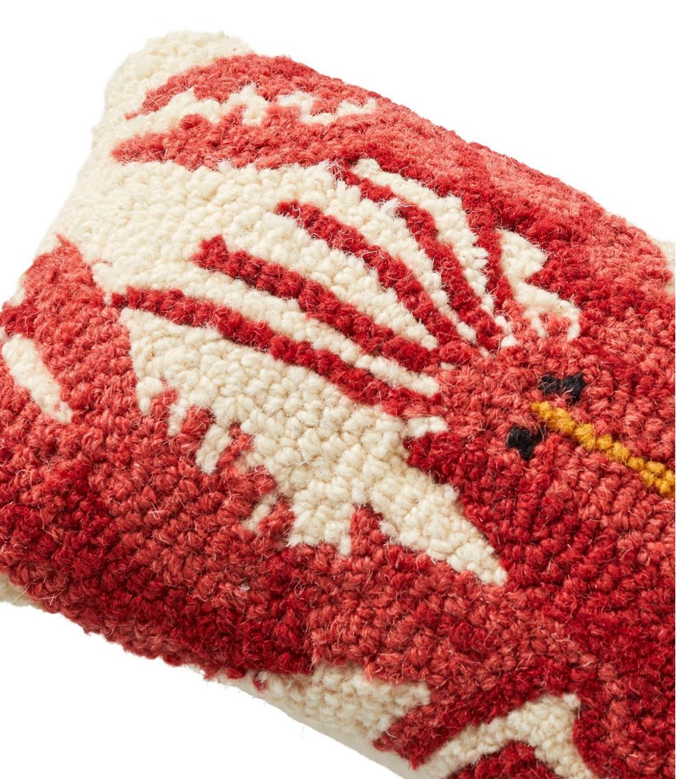 Wool Hooked Throw Pillow, Lobster, 8" x 12" | L.L.Bean