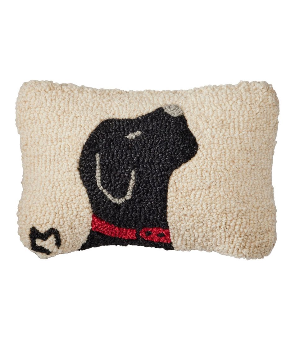 Wool Hooked Throw Pillow, Black Labrador, 8" x 12" | L.L.Bean