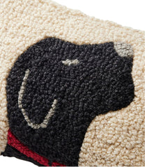 Wool Hooked Throw Pillow, Black Labrador, 8" x 12" | L.L.Bean