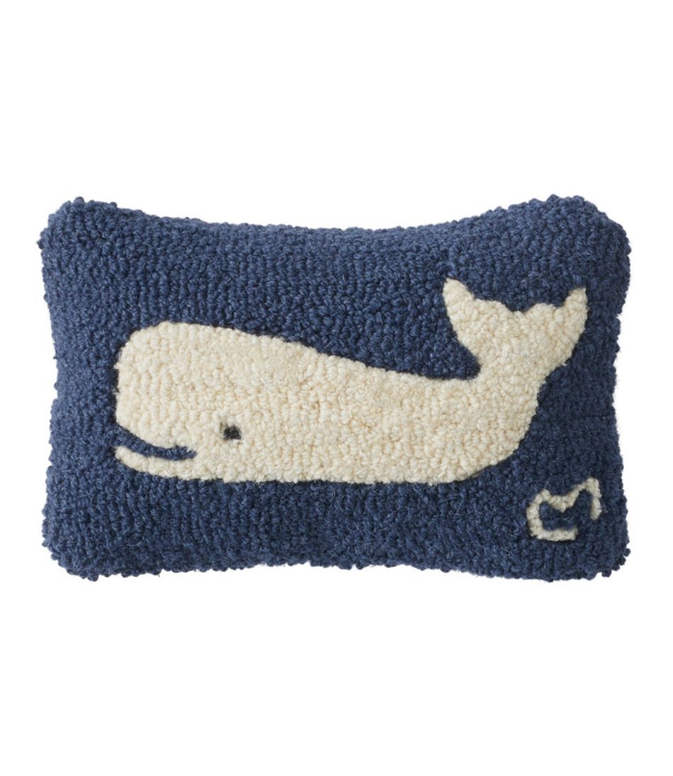 Wool Hooked Throw Pillow, Whale, 8" x 12" | L.L.Bean