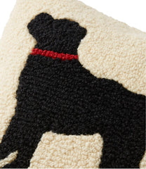 Wool Hooked Throw Pillow, Black Dog, 14" x 14" | L.L.Bean