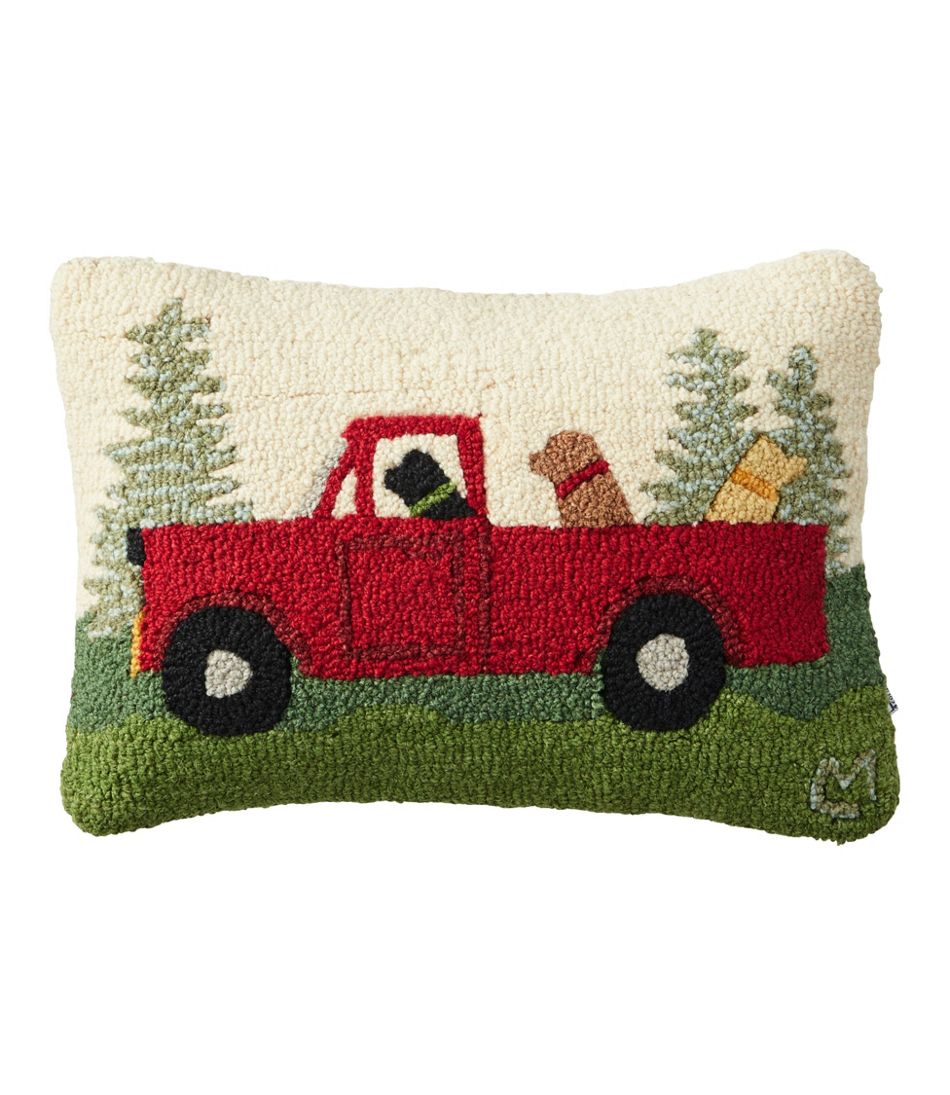 Wool Hooked Throw Pillow, Dog Trio, 14" x 20" | L.L.Bean
