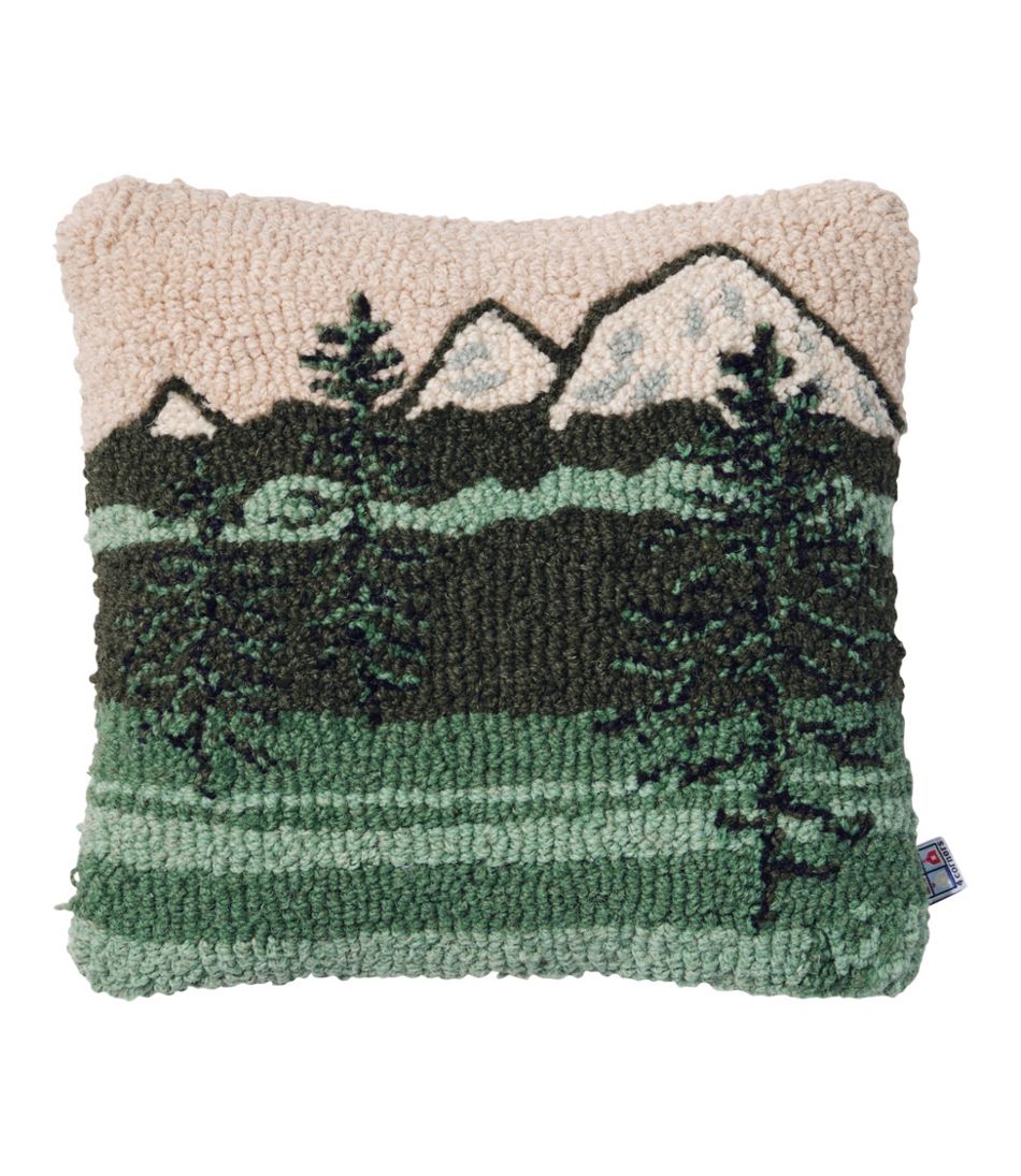 Wool Hooked Throw Pillow, Mountains, 14" x 14" | L.L.Bean