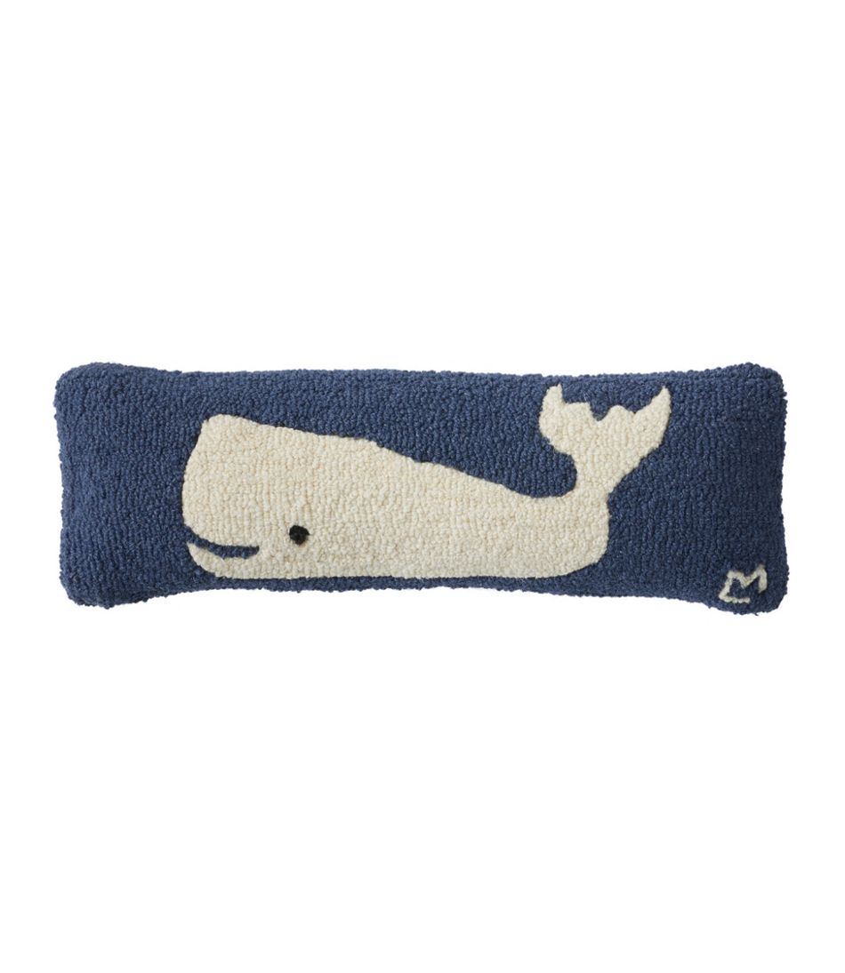 Wool Hooked Throw Pillow, Whale, 8" x 24" | L.L.Bean