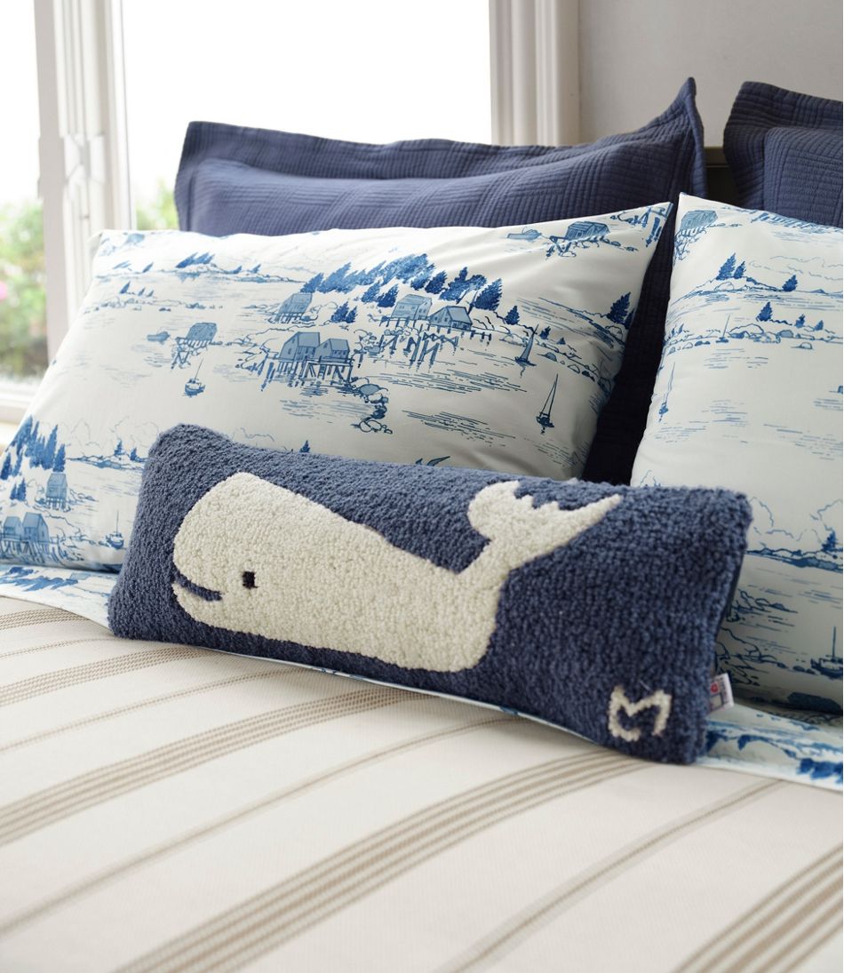 Wool Hooked Throw Pillow, Whale, 8" x 24" | L.L.Bean