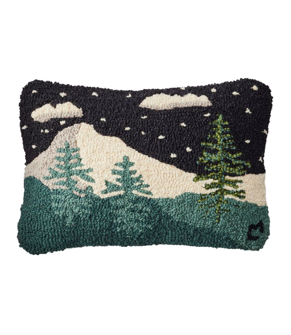 Wool Hooked Throw Pillow, Winter Woods, 12" x 18" | L.L.Bean