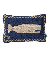 Wool Hooked Throw Pillow, Whale, 12" x 18" | L.L.Bean