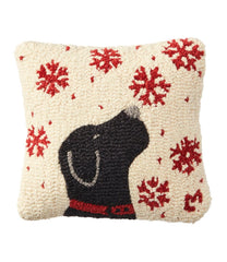 Wool Hooked Throw Pillow, Snowflake Black Lab, 14" x 14" | L.L.Bean