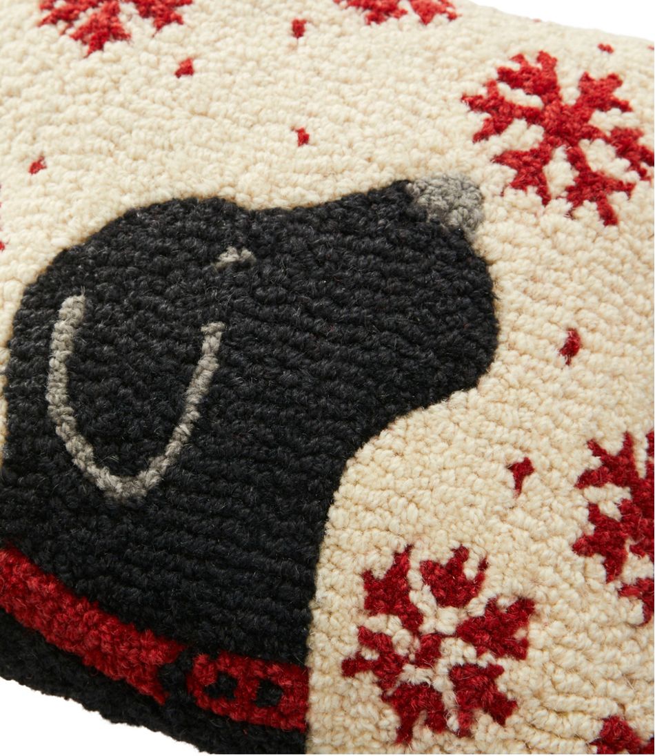 Wool Hooked Throw Pillow, Snowflake Black Lab, 14" x 14" | L.L.Bean