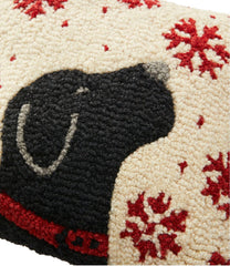 Wool Hooked Throw Pillow, Snowflake Black Lab, 14" x 14" | L.L.Bean