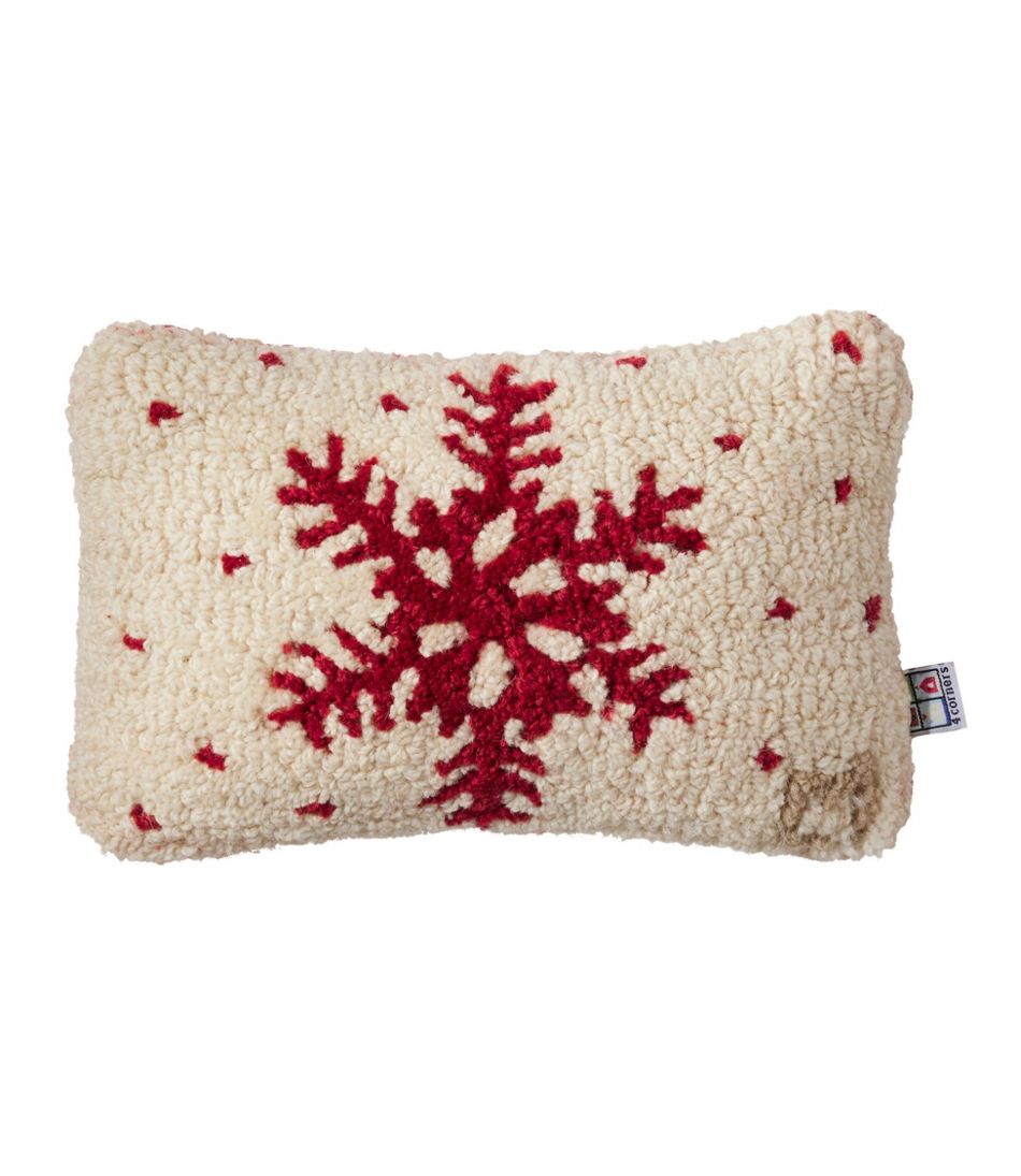 Wool Hooked Throw Pillow, Red Flake, 8" x 12" | L.L.Bean