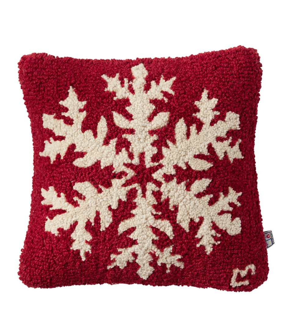 Wool Hooked Throw Pillow, Snowflake, 14" x 14" | L.L.Bean