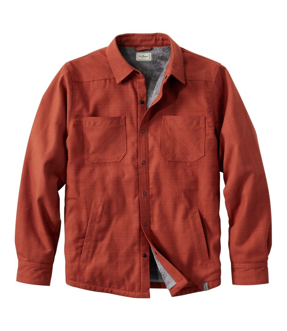 Men's Katahdin Performance Flannel Shirt-Jacket, Hi-Pile Fleece-Lined Solid | L.L.Bean