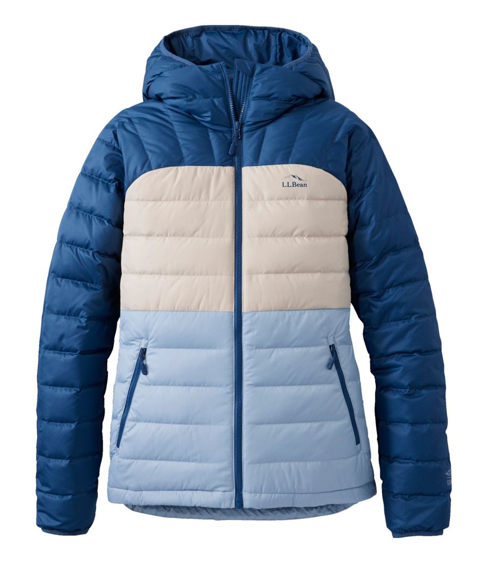 Women's Bean's Down Hooded Jacket, Colorblock | L.L.Bean