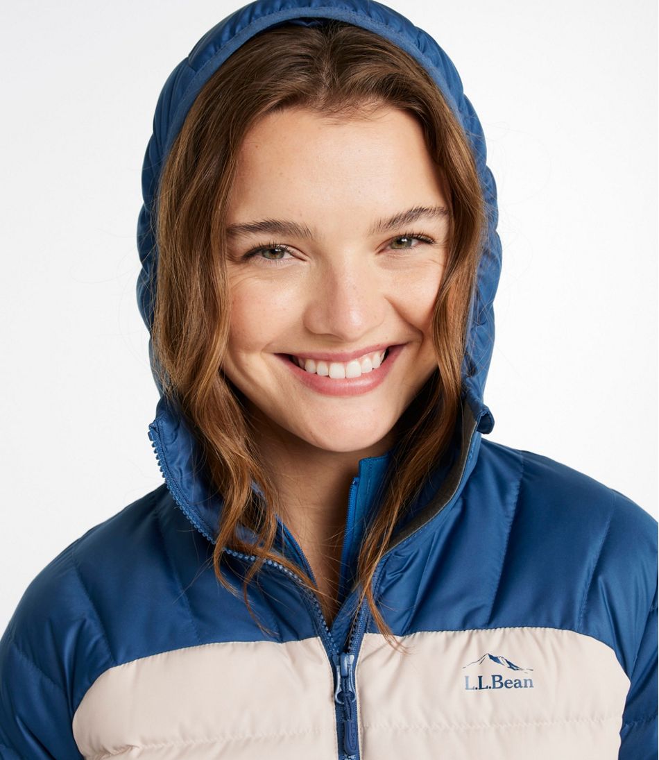 Women's Bean's Down Hooded Jacket, Colorblock | L.L.Bean